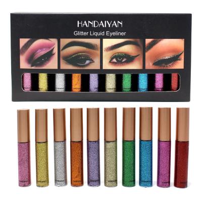 China Waterproof Hot 10pcs/lot Waterproof Stage Performance Makeup Sequins Pearl Shining eyeliner Liquid Set for sale