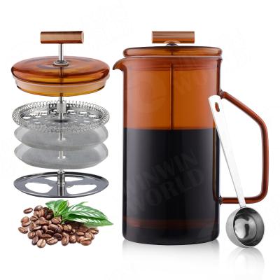 China WITH LID New Design Borosilicate Press Coffee Maker Coffee Maker Coffee Plunger French Colorful Manual Glass Machince Pot With Filter And Custom Logo for sale