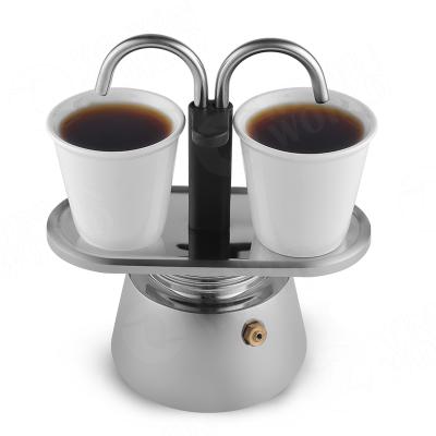 China WITH LID Italian Moka Hot Selling Pot Set Include Stainless Steel Espresso Stovetop Coffee Maker 2 Cups With 2 Shot Glasses for sale