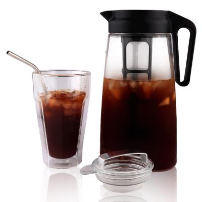 China 2020 Viable New Product Tritan Plastic Portable Cold Brew Coffee Maker, BPA Free Leakproof Unbreakable Iced Coffee Pot With Infuser 2L for sale