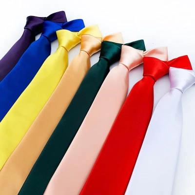 China Polyester Hot Selling Men's Polyester Striped Neck Tie Solid Colors Business Neck Tie For Mens Wedding for sale