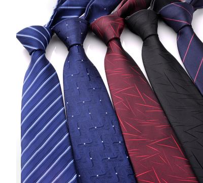 China Polyester Wholesale Classic Stripe Plaid Navy Blue Mens Necktie Business Party Wedding Normally Necklaces Neckties For Men Silk for sale