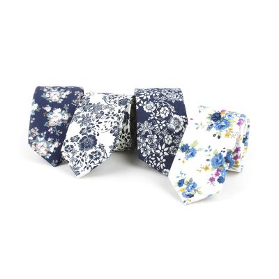 China Polyester Best Selling 6cm Wedding Party Skinny Necktie Casual Cotton Printed Ties Floral Printed Men Ties For Wholesale for sale