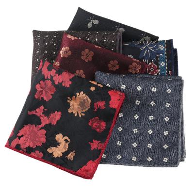 China Polyester Wholesale Luxury Pocket Square Handkerchief Customized Polyester Jacquard Floral Design Handkerchiefs Tie Silk Pocket Square for sale