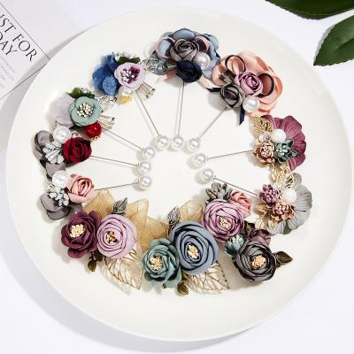 China Fashion Wholesale Men Boutonniere Buttonhole Rose Brooch Bride Wedding Wrist Corsage Bracelet Groom Ceremony Flower Party Meeting for sale