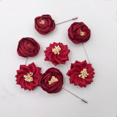 China Fashion Factory Direct Sell Wedding Decoration Handmade Rose Flower Brooch For Groom for sale