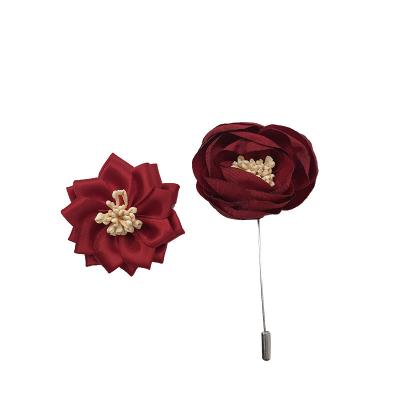 China Fashion Best Selling Popular Wedding Decoration Handmade Rose Flower Brooch For Groom 2023 Newest Style for sale