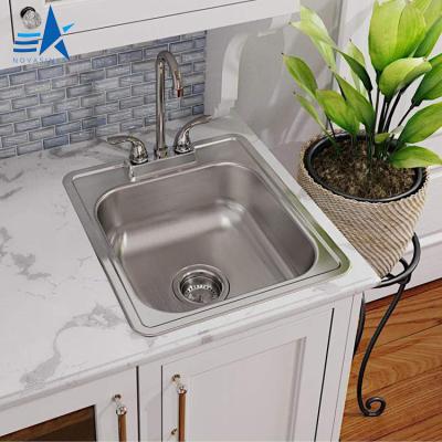 China With Faucet Novasinks OEM ODM Brushed Topmount Single Bowl 22Ga 304 Stainless Steel Kitchen Sink With Faucet for sale