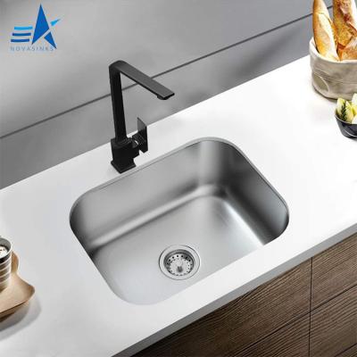 China Without Faucet OEM ODM R10 Corner Brushed Rectangular 304 Stainless Steel Single Bowl Undermount Kitchen Sink for sale