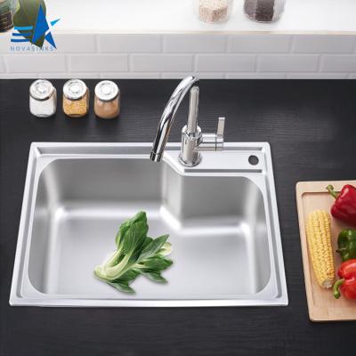 China With Faucet Novasinks OEM ODM Rectangular Single Bowl Above Counter 304 Stainless Steel Kitchen Sink With Faucet for sale