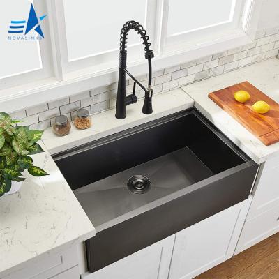 China No Faucet Novasinks OEM ODM 16Ga 18Ga Apron Front Single Bowl Stainless Steel 304 Rectangular Kitchen Sink for sale