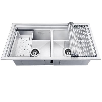 China Without Faucet Kitchen Sink With Built-In Edges For Rolling Grids And Rinse Basin 36