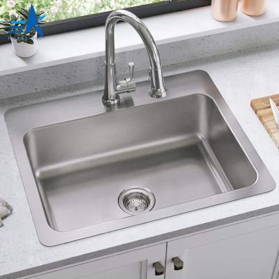 China With Faucet 5 Years Warranty OEM ODM Stainless Steel 304 Stainless Steel Single Bowl Topmount Rectangular Modern Kitchen Sink for sale