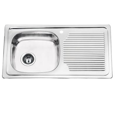 China With kitchen sink empotrar stainless steel lavaplatos de cocina 8044 0.6mm bowl one drain insert one faucet tarjas for sale