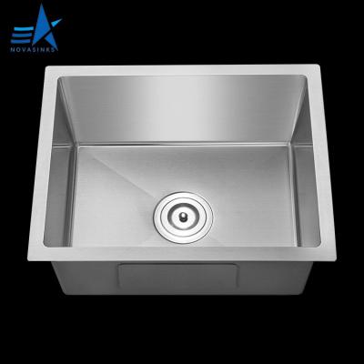 China Without Faucet OEM ODM Stainless Steel Rectangular Handmade Kitchen Bowl Undermount Easy Clean Single Sink for sale