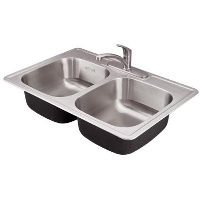 China With 22 gauge 0.8mm 304 stainless steel kitchen sink HOT SALE 3322 lavaplatos de cocina double bowl topmount faucet single bowl for sale