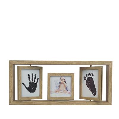 China Mengkai Modern Elegant Hot Selling Natural Wooden 2-4*6 Inch Hand Printing MDF Photo Frame And Foot Printing for sale