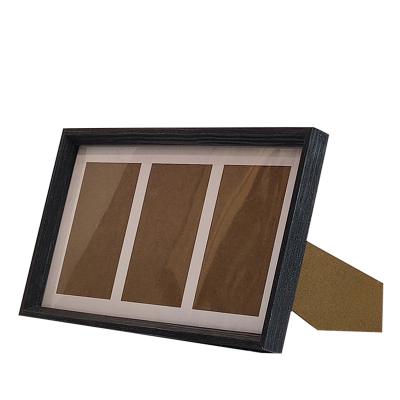 China New Classic / Postmodern Mengkai Customized 3 Black Opening Wood Collage Photo Frame for sale