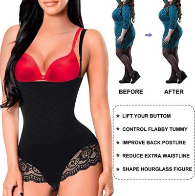 China Antibacterial Seamless Push Up Butt Panty Tummy Control Shapewear Women Jumpsuit High Waist Trainer With Removable Straps for sale