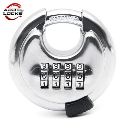 China WILDLY USE 4 Digit Combination Disc Padlock With Shielded Hardened Heavy Duty Round Shackle Disc Lock for sale