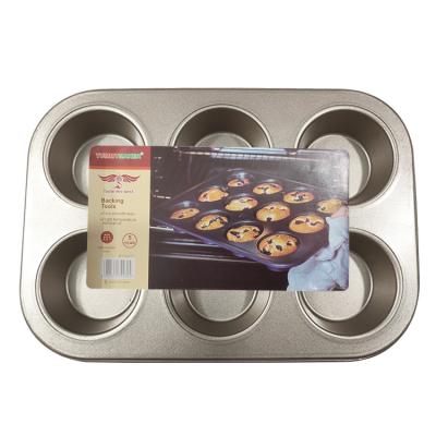 China Sustainable Cupcake Muffin Mini Cheesecake Pan 6 Cavity Cupcake Baking Metal Oven Tray Bakery Tools Mold Tray Springform Pan Cake Form for sale