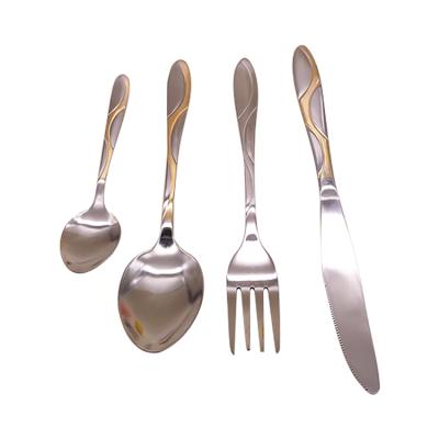 China Sustainable Hot Selling High Quality Stainless Steel Dinnerware Cutlery Set Partly Gold Plated for sale