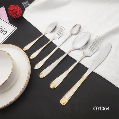 China Sustainable Wedding Silver Plated Flatware Stainless Steel Flatware Set Kitchen Fork Spoon Cutlery Set for sale