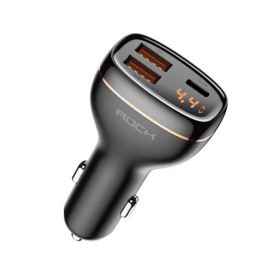 China Mobile Phone ROCK C301 60W Fast Charging Car Charger With Digital Display Portable Chargers for sale