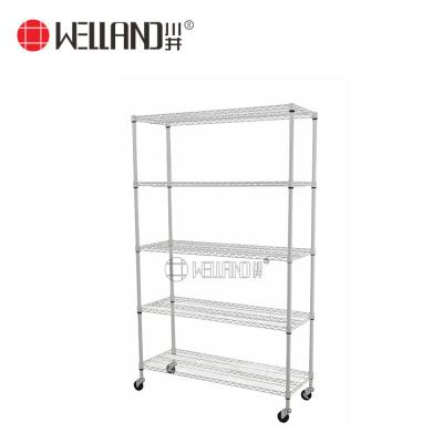 China 5 Row Shelving Unit Wire Shelf Storage Home Rack Heavy Duty Adjustable Adjustable Shelves For Warehouse for sale