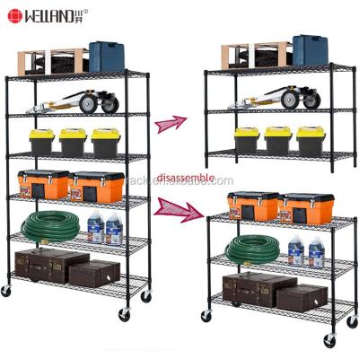 China 6 Tier Metal Wiremesh Stocked Shelving Units Cheap Garage Storage Promotion Units for sale