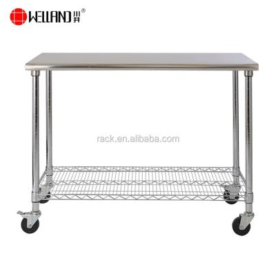 China High quality mobile storage stainless steel cutting board work table/restaurant kitchen commercial workbench for sale