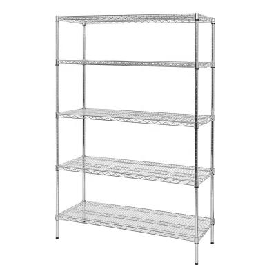 China NSF 5 Tiers #304 Stainless Steel Display Wire Shelving Unit Double Sided Rack for sale