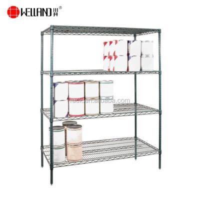 China Stored Heavy Duty Green Epoxy Zinc Freezer Shelf Dividers Cold Room 4 Tiers Galvanized Shelving for sale