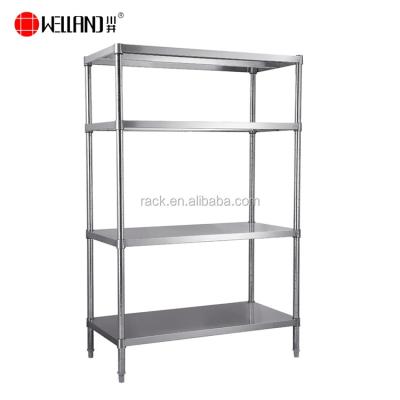 China Commercial Industrial Living Room Shelving Inox Kitchen Storage Shelf /4-Tier Stainless Steel Rack For Kitchen for sale