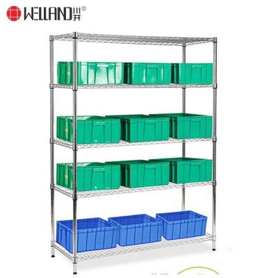 China Corrosion Protection Shelving Units with Heavy Duty Adjustable 5 Shelves Metal Bin Storage Steel Wire Shelving Rack for Garage or Warehouse Used for sale