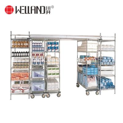 China Mobile 5 Tiers Metal Hospital Wire Organizer Cart Medicine Shelf Stocked System for sale