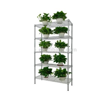 China Best Quality 5 Tiers Corrosion Protection Garden Metal Chrome Metal Rack / Flower And Plant Shelving for sale