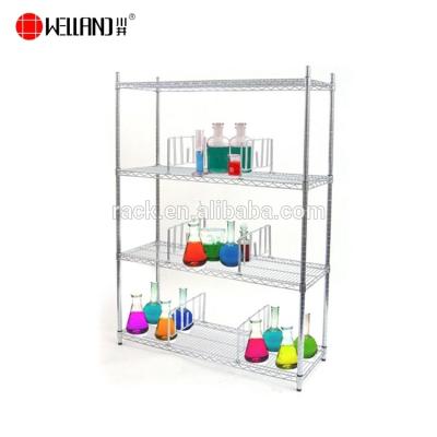 China Stocked Lab Metal Wire Storage Rack Chemical Shelving , Stainless Steel Storage 4 Tier Shelf for sale