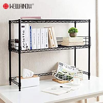 China Sustainable Design Home Office Multifunctional Adjustable Book Storage Shelf Above Desk Metal Rack for sale