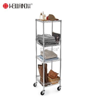 China Sustainable NSF Certified 4 Tier Wire Shelving Square Household Goods Adjustable Wire Shelves Unit for sale