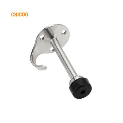 China Modern Retail High Quality Stainless Steel Hook Door Stopper With Black Rubber for sale