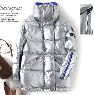 China Waterproof 2021 Lady Silver Style Women's Fashion Long Leisure Winter Down Jacket Winter for sale