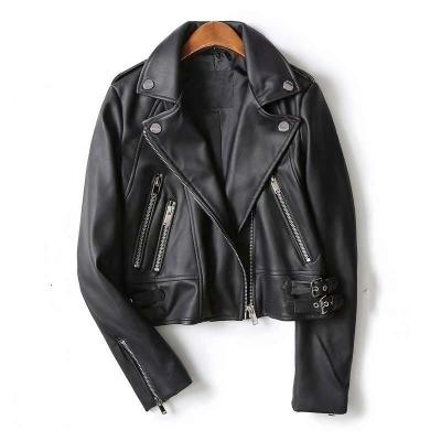 China Newest high quality bsci slim sedex women's pu leather jacket size jackeplus motorcycle leather jacket QUICK DRY customization for sale