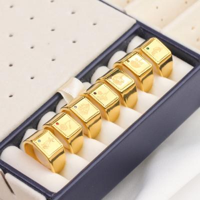 China Durable European Style Ring Best Selling 18K Gold Plated Stainless Steel Jewelry Factory Price Women Stone Surface for sale