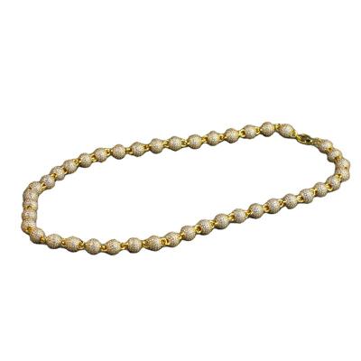 China Powell Popular Product Beaded Necklace Women's CLASSIC Ball Chain Zirconia Iced Out Pavé Necklace for sale