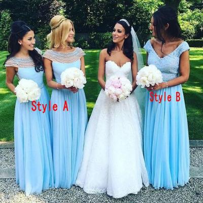 China 2020 Anti-Static Exclusive Designs For Bridesmaids Dresses Sky Blue Lace And Long Chiffon Wedding Guest Dresses Formal for sale