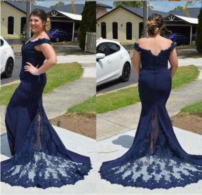 China Navy Blue Party Korea Women Anti-Static Fish Cut Long Evening Dress for sale