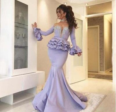 China Long Sleeve Bead Design Dubai Anti-Static Sexy Evening Dresses With Stones for sale