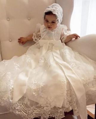 China Wholesale Breathable Newborn Unisex Baptism Party Baby Boy And Girls Long Lace Dress Gowns For Baptism for sale