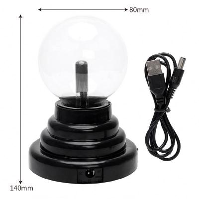 China ABS USB or Batteries Powered Magic Novelty Toy Black Plasma Ball Base Touch and Sound Light Activation for sale